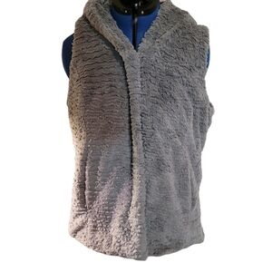 Dennis Basso gray hooded faux fur vest- XL